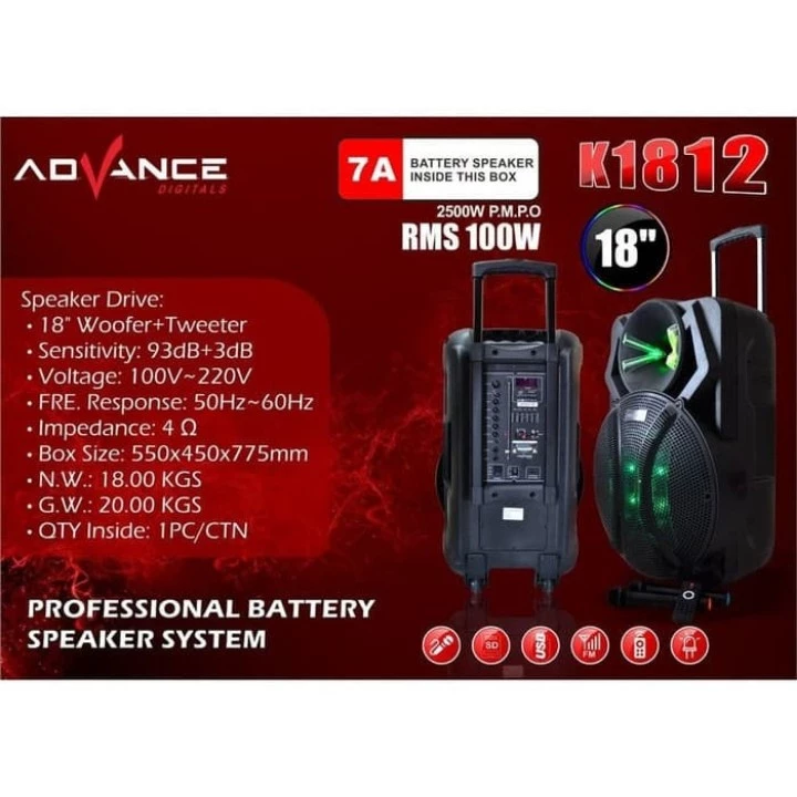 Advance K1812 Speaker Meeting 18 inch With 2 Mic Bluetooth Garansi Resmi 1 Tahun - Image 7