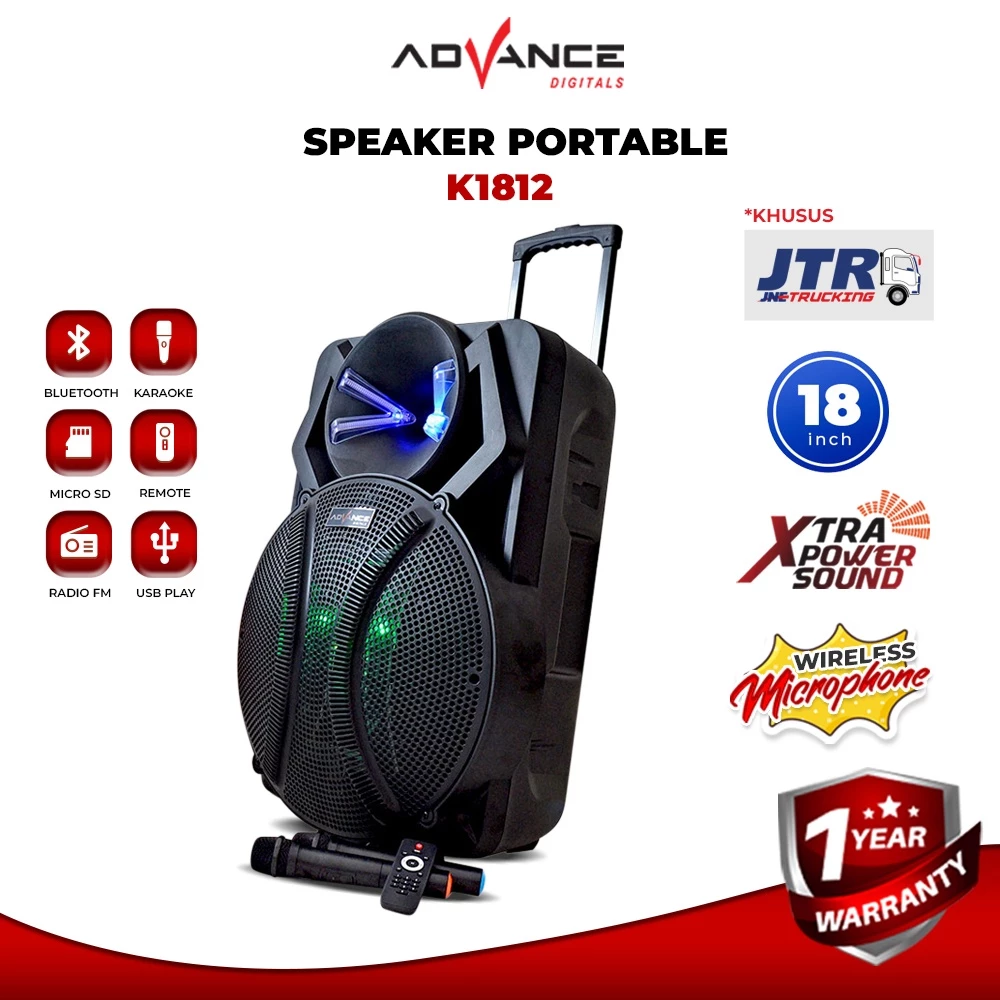 Advance K1812 Speaker Meeting 18 inch With 2 Mic Bluetooth Garansi Resmi 1 Tahun