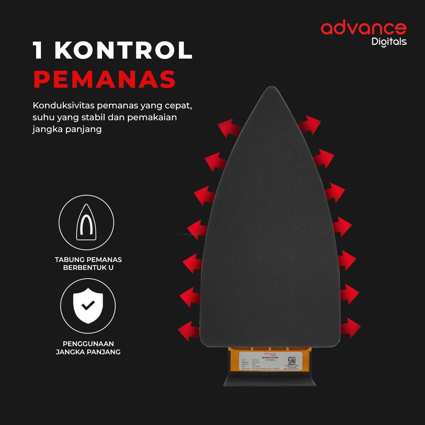 Advance Setrika Listrik (Dry Iron) Anti Lengket STK-510 Hemat Listrik - Image 10