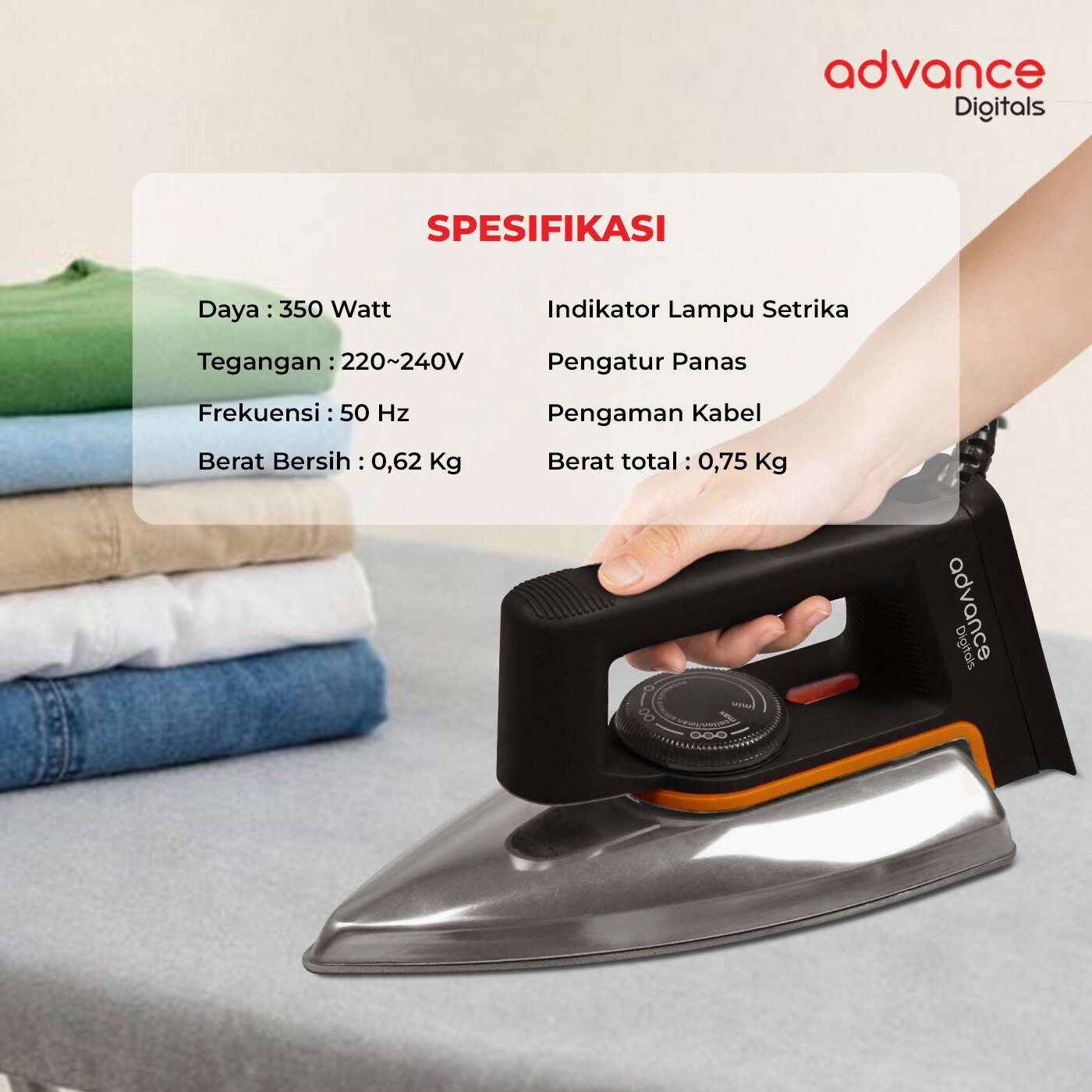Advance Setrika Listrik (Dry Iron) Anti Lengket STK-510 Hemat Listrik - Image 11