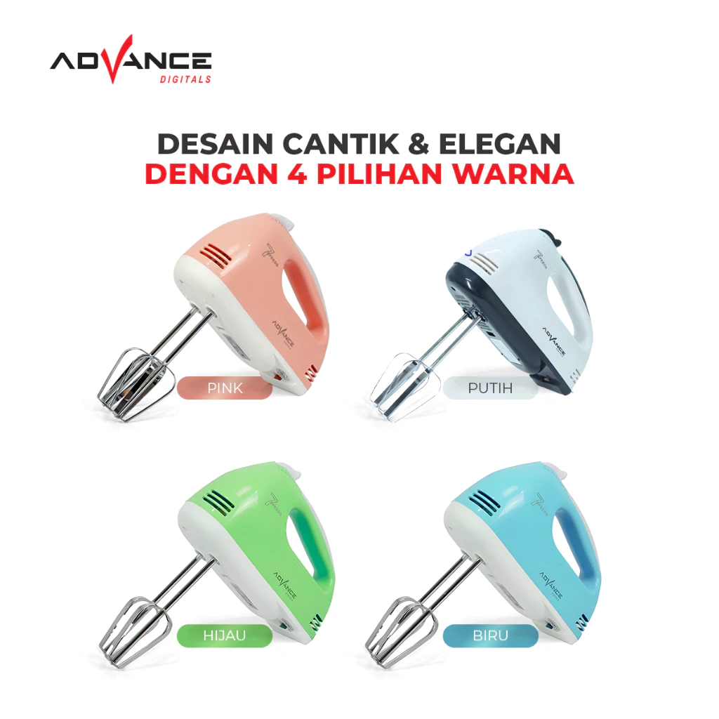 Advance Hand Mixer MX133 Alat Pengocok Telor Pengaduk Adonan 7 Kecepatan Garansi Resmi 1 Tahun - Image 7
