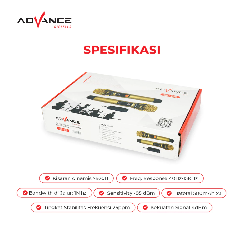 Advance Microphone Double Wireless MIC-206 - Image 2