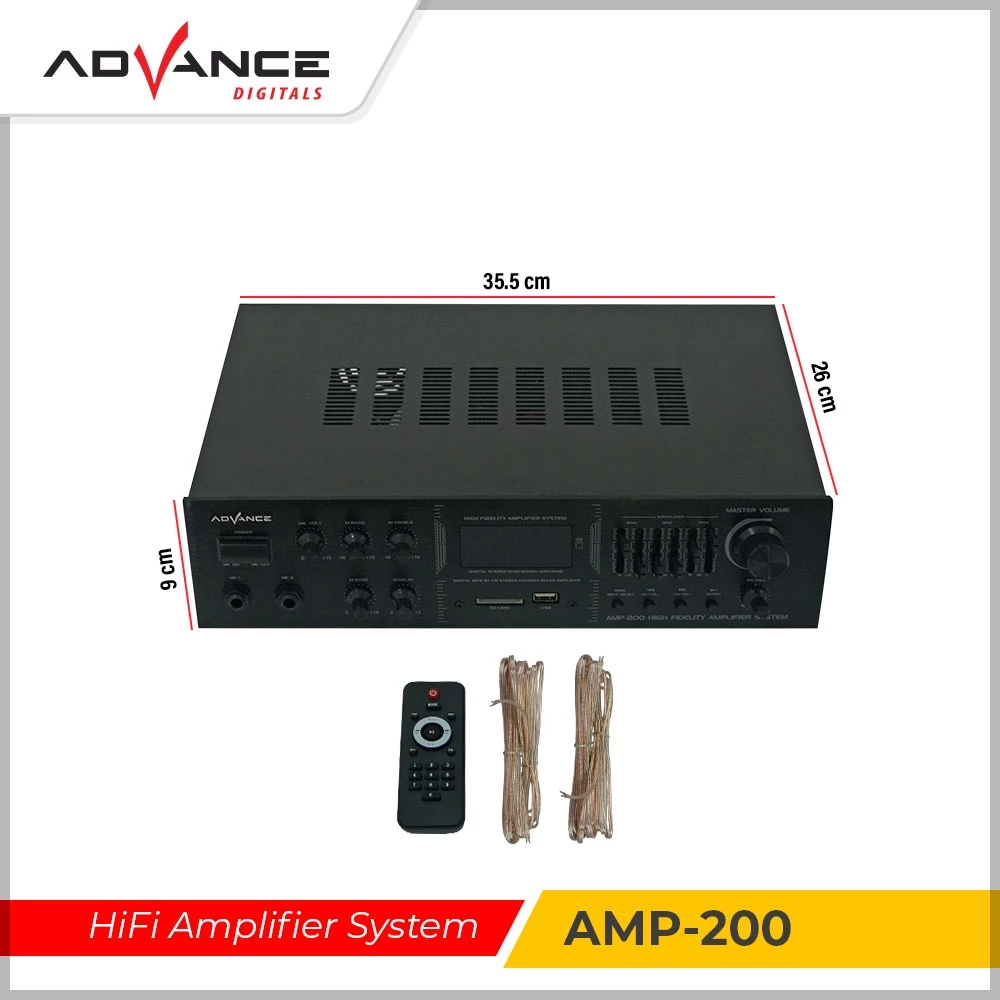 ADVANCE AMP-200 High Fidelity Amplifier Sound System Ampli Karaoke Equalizer Bluetooth Stereo Amplifier - Image 7