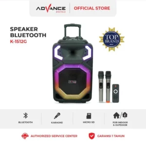 SPEAKER ADVANCE K1512 G SPEAKER 15 INCH 2 MICROPHONE EXTRA BASS BERGARANSI RESMI 1 TAHUN