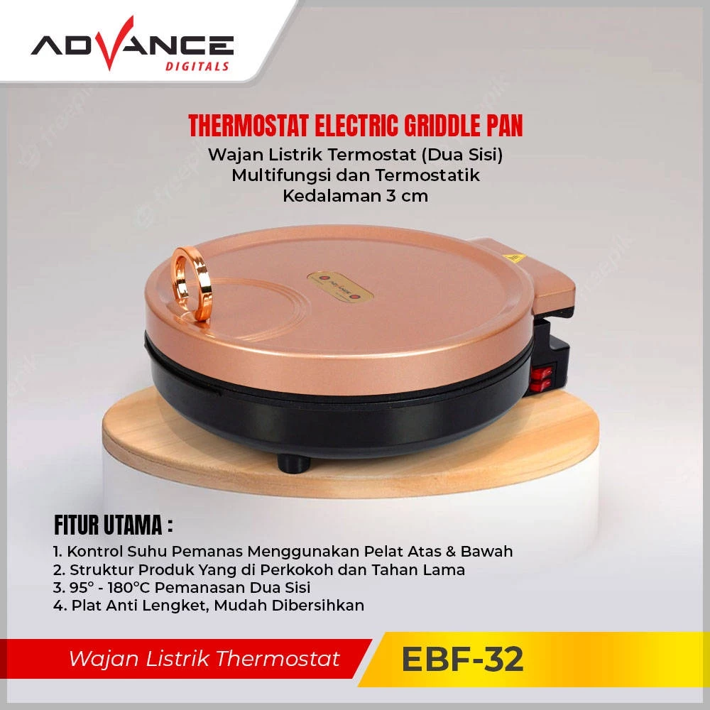 THERMOSTAT ELECTRIC GRIDDLE PAN EBF-32 PINK - Image 4