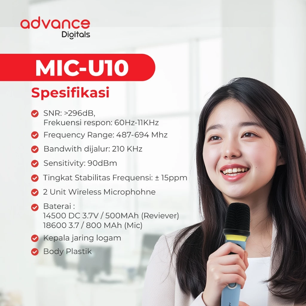 ADVANCE MIC WIRELESS MIC-U10 PINK - Image 6