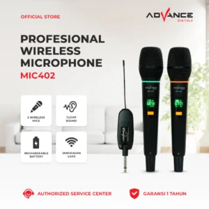 Advance MIC-402 Profesional Wireless Microphone Duet with Case Garansi Resmi 1 Tahun