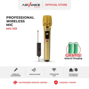 Advance Mic103 Microphone Profesional Mic Wireless Gold Bisa di Charger Garansi 1 tahun
