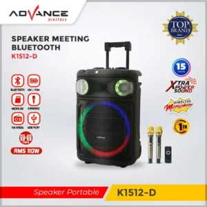 Advance K1512D Speaker Meeting Bluetooth Full Bas 15 inch Free 2 Microphone Wireless Garansi 1 Tahun