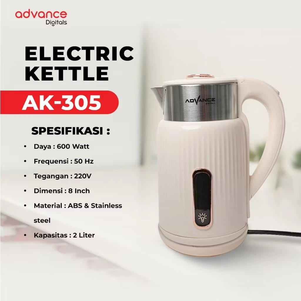 Ketel / Teko Listrik Advance AK-305 Pemanas Air Kapasitas 2 Liter Garansi Resmi 1 Tahun - Image 4