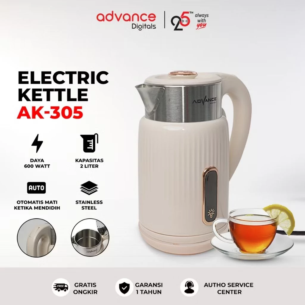 Ketel / Teko Listrik Advance AK-305 Pemanas Air Kapasitas 2 Liter Garansi Resmi 1 Tahun - Image 5