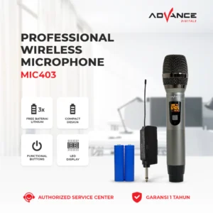 Advance MIC-403 Profesional Wireless Microphone Duet with Case Garansi Resmi 1 Tahun