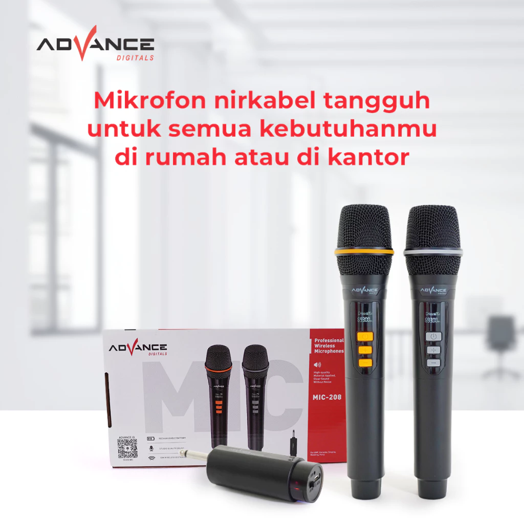 Advance Mic-208 Dual Microphone Wireless Anti Noise Garansi Resmi 1 Tahun - Image 2