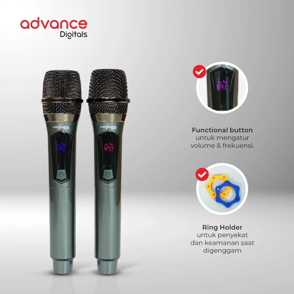 Advance Mic-207 Dual Microphone Wireless Anti Noise Garansi Resmi 1 Tahun - Image 3
