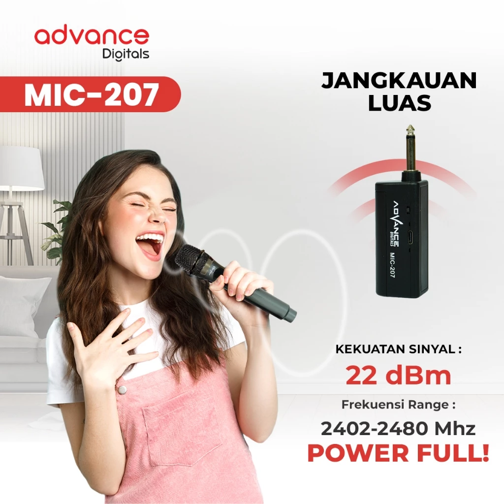 Advance Mic-207 Dual Microphone Wireless Anti Noise Garansi Resmi 1 Tahun - Image 2
