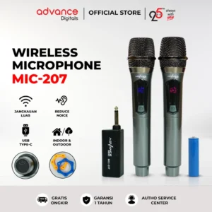 Advance Mic-207 Dual Microphone Wireless Anti Noise Garansi Resmi 1 Tahun