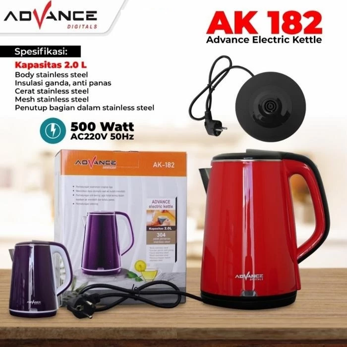 KETEL/ TEKO LISTRIK ADVANCE AK-182 KAPASITAS 2 LITER