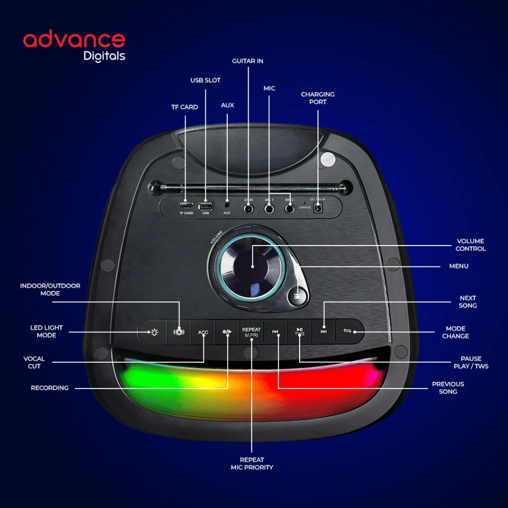 Advance Speaker K10D-B 10 inch Dual Subwoofer Free 2 Microphone Garansi Resmi 1 Tahun - Image 2