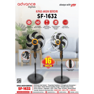 Advance Kipas Angin Berdiri SF-1632 Stand Fan 16 Inch - 6 Blade Low Noise & Tiang Stainless