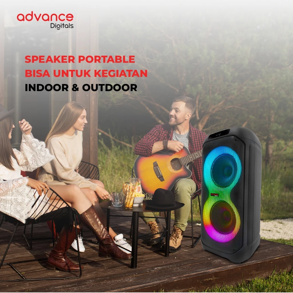 Advance Digitals K10D-A Speaker Portable Bluetooth DUAL 10 Inch Bass Kuat RMS 100W + Mic Wireless Karaoke LED RGB Bergaransi Resmi - Image 7