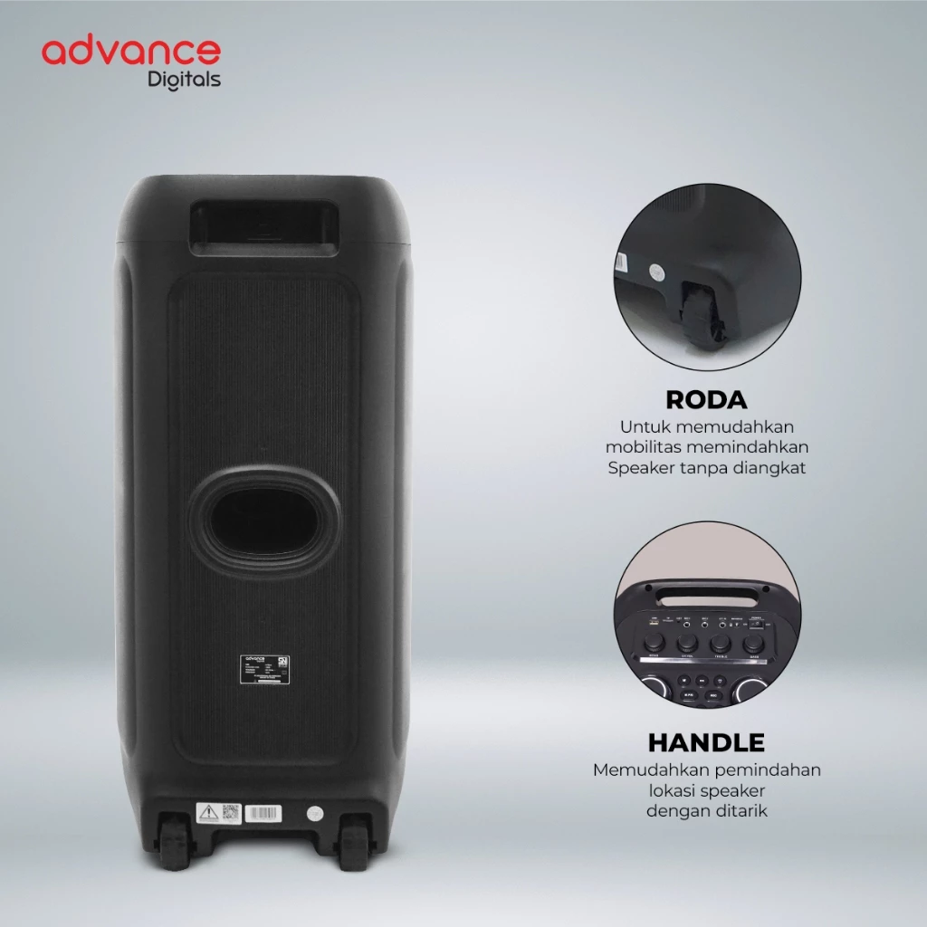 Advance Digitals K10D-A Speaker Portable Bluetooth DUAL 10 Inch Bass Kuat RMS 100W + Mic Wireless Karaoke LED RGB Bergaransi Resmi - Image 8