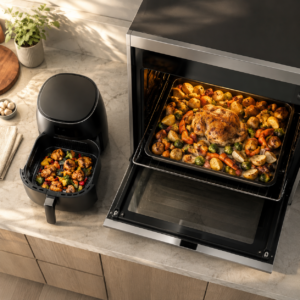 Perbandingan porsi memasak menggunakan air fryer dan oven listrik